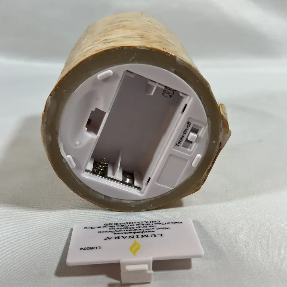 Luminara Real Bark Wrapped Battery Operated Flameless Wax Candle 3x4